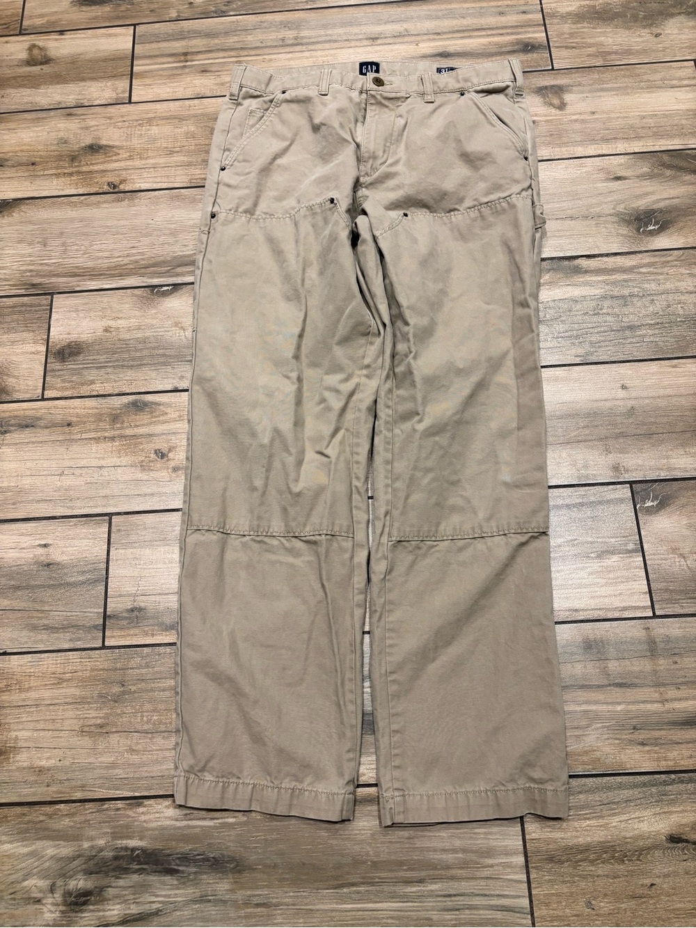 GAP Mens Double Knee Carpenter Pants Khaki Canvas Workwear Utility 32x30
